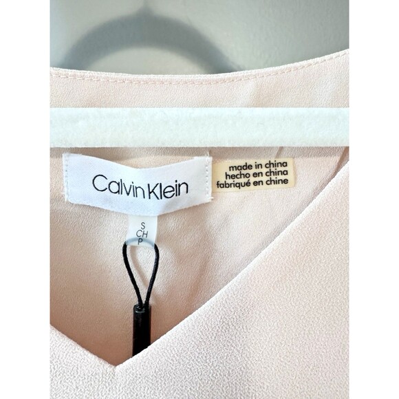 NEW!! CALVIN KLEIN Sz Small Sheer lined Lace inset Sleeve Blouse 79.50 MSRP - Picture 9 of 10